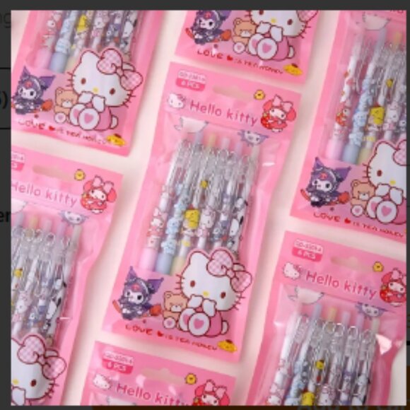 Other - QD - 2301-6 Hello Kitty Mix Character Pens 6 pack